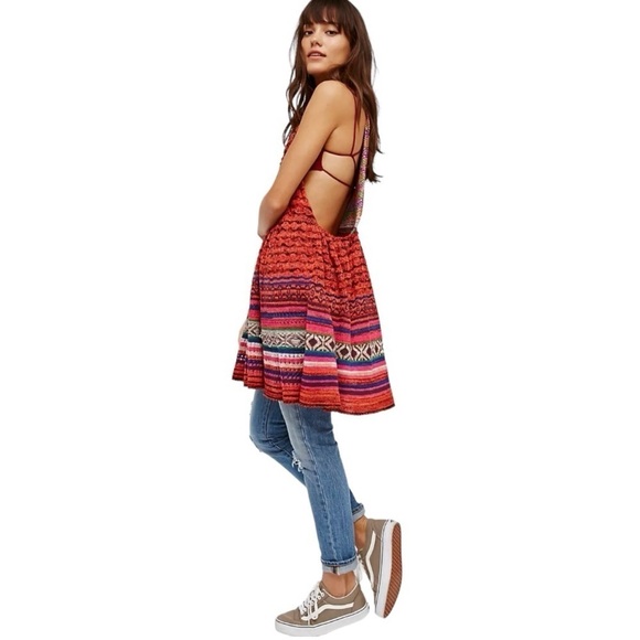 Free People Rare Hearts Tunic Knit Open Sides Multicolor Bohemian Top Womens Med - Picture 3 of 16